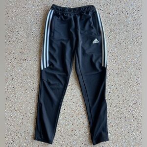 Adidas Kids Black Joggers with White Stripes